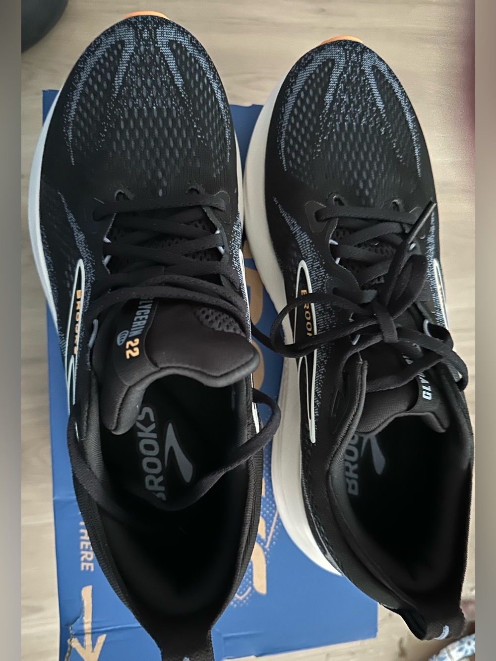 Brooks Black and White Men's Running Shoes with Orange Accents